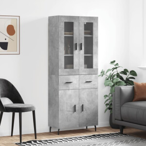 vidaXL Hoge kast 69,5x34x180 cm bewerkt hout betongrijs