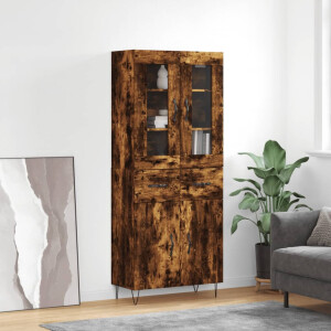 vidaXL Hoge kast 69,5x34x180 cm bewerkt hout gerookt eikenkleurig