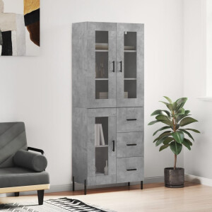 vidaXL Hoge kast 69,5x34x180 cm bewerkt hout betongrijs