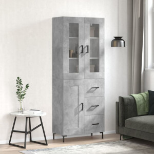 vidaXL Hoge kast 69,5x34x180 cm bewerkt hout betongrijs