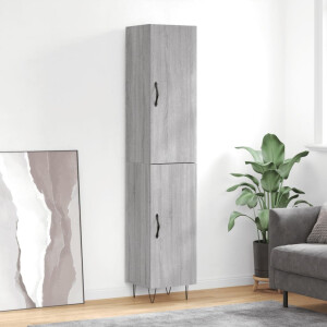 vidaXL Hoge kast 34,5x34x180 cm bewerkt hout grijs sonoma eikenkleurig