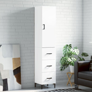 vidaXL Hoge kast 34,5x34x180 cm bewerkt hout wit