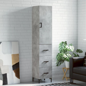 vidaXL Hoge kast 34,5x34x180 cm bewerkt hout betongrijs
