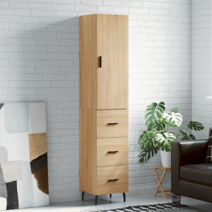 vidaXL Hoge kast 34,5x34x180 cm bewerkt hout sonoma eikenkleurig