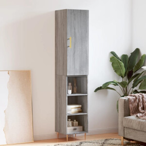 vidaXL Hoge kast 34,5x34x180 cm bewerkt hout grijs sonoma eikenkleurig