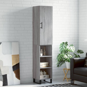 vidaXL Hoge kast 34,5x34x180 cm bewerkt hout grijs sonoma eikenkleurig