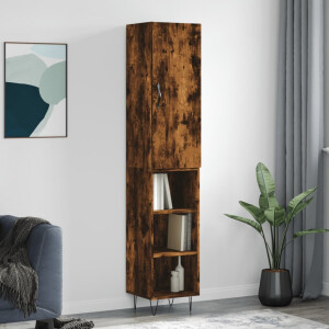 vidaXL Hoge kast 34,5x34x180 cm bewerkt hout gerookt eikenkleurig