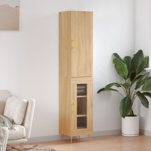 vidaXL Hoge kast 34,5x34x180 cm bewerkt hout sonoma eikenkleurig