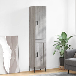 vidaXL Hoge kast 34,5x34x180 cm bewerkt hout grijs sonoma eikenkleurig