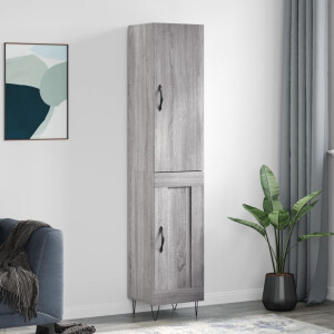 vidaXL Hoge kast 34,5x34x180 cm bewerkt hout grijs sonoma eikenkleurig