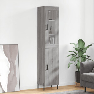 vidaXL Hoge kast 34,5x34x180 cm bewerkt hout grijs sonoma eikenkleurig