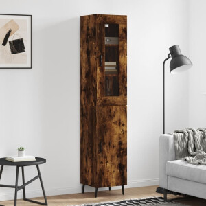 vidaXL Hoge kast 34,5x34x180 cm bewerkt hout gerookt eikenkleurig