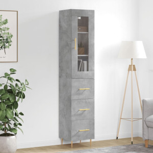 vidaXL Hoge kast 34,5x34x180 cm bewerkt hout betongrijs
