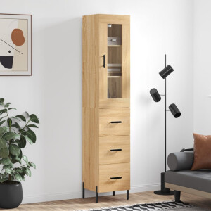 vidaXL Hoge kast 34,5x34x180 cm bewerkt hout sonoma eikenkleurig