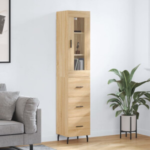vidaXL Hoge kast 34,5x34x180 cm bewerkt hout sonoma eikenkleurig