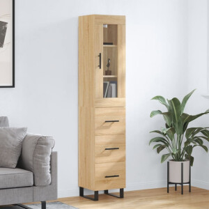 vidaXL Hoge kast 34,5x34x180 cm bewerkt hout sonoma eikenkleurig