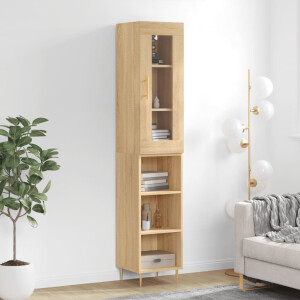 vidaXL Hoge kast 34,5x34x180 cm bewerkt hout sonoma eikenkleurig