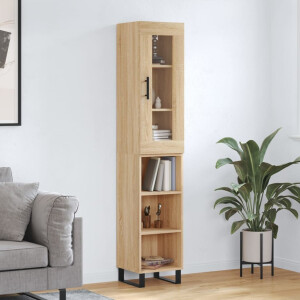vidaXL Hoge kast 34,5x34x180 cm bewerkt hout sonoma eikenkleurig