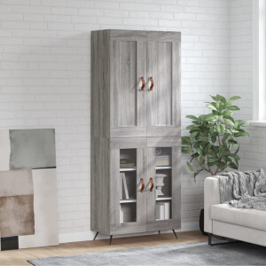 vidaXL Hoge kast 69,5x34x180 cm bewerkt hout grijs sonoma eikenkleurig