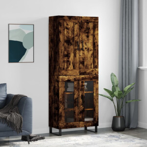 vidaXL Hoge kast 69,5x34x180 cm bewerkt hout gerookt eikenkleurig