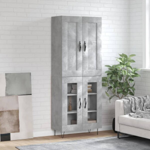 vidaXL Hoge kast 69,5x34x180 cm bewerkt hout betongrijs