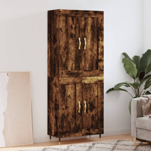 vidaXL Hoge kast 69,5x34x180 cm bewerkt hout gerookt eikenkleurig