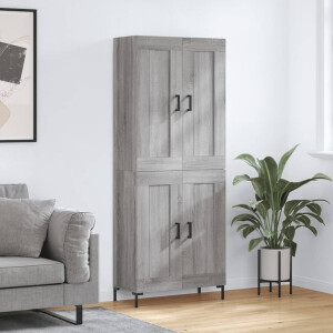 vidaXL Hoge kast 69,5x34x180 cm bewerkt hout grijs sonoma eikenkleurig
