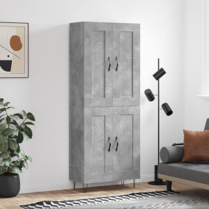 vidaXL Hoge kast 69,5x34x180 cm bewerkt hout betongrijs
