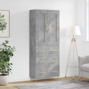 vidaXL Hoge kast 69,5x34x180 cm bewerkt hout betongrijs