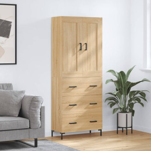 vidaXL Hoge kast 69,5x34x180 cm bewerkt hout sonoma eikenkleurig