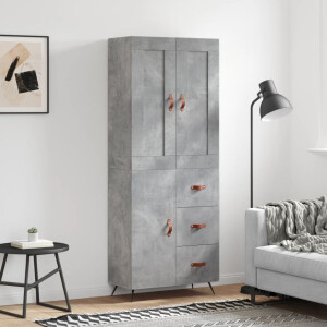 vidaXL Hoge kast 69,5x34x180 cm bewerkt hout betongrijs
