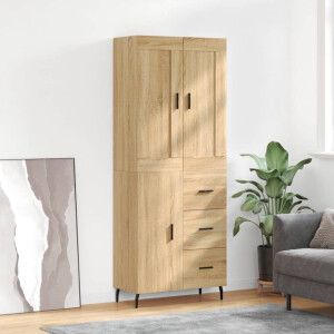 vidaXL Hoge kast 69,5x34x180 cm bewerkt hout sonoma eikenkleurig