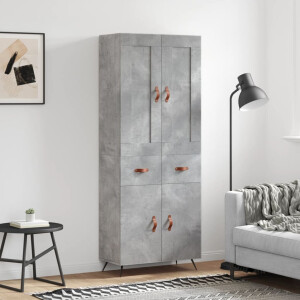 vidaXL Hoge kast 69,5x34x180 cm bewerkt hout betongrijs