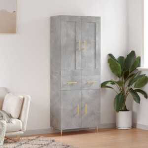 vidaXL Hoge kast 69,5x34x180 cm bewerkt hout betongrijs