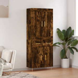 vidaXL Hoge kast 69,5x34x180 cm bewerkt hout gerookt eikenkleurig