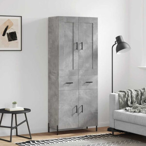vidaXL Hoge kast 69,5x34x180 cm bewerkt hout betongrijs