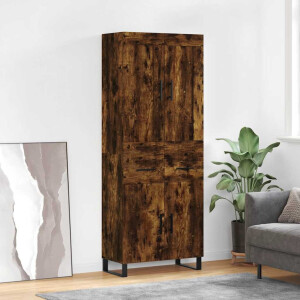 vidaXL Hoge kast 69,5x34x180 cm bewerkt hout gerookt eikenkleurig
