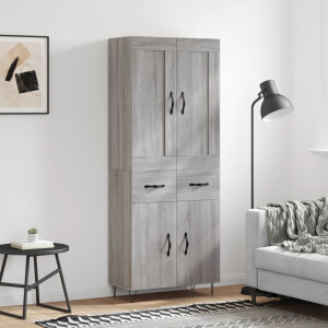 vidaXL Hoge kast 69,5x34x180 cm bewerkt hout grijs sonoma eikenkleurig