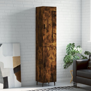 vidaXL Hoge kast 34,5x34x180 cm bewerkt hout gerookt eikenkleurig