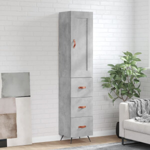 vidaXL Hoge kast 34,5x34x180 cm bewerkt hout betongrijs
