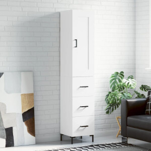 vidaXL Hoge kast 34,5x34x180 cm bewerkt hout wit