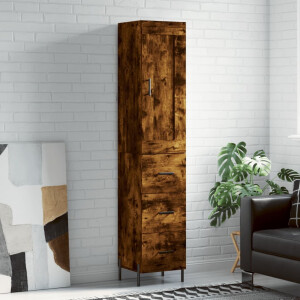 vidaXL Hoge kast 34,5x34x180 cm bewerkt hout gerookt eikenkleurig