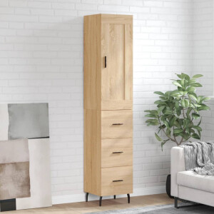 vidaXL Hoge kast 34,5x34x180 cm bewerkt hout sonoma eikenkleurig
