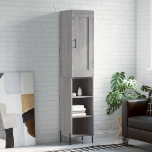 vidaXL Hoge kast 34,5x34x180 cm bewerkt hout grijs sonoma eikenkleurig