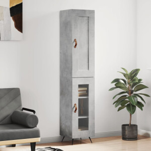 vidaXL Hoge kast 34,5x34x180 cm bewerkt hout betongrijs