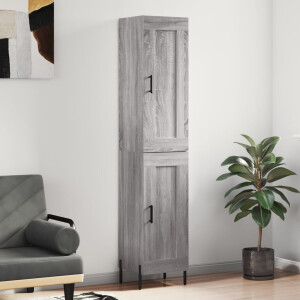vidaXL Hoge kast 34,5x34x180 cm bewerkt hout grijs sonoma eikenkleurig