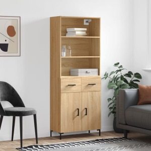 vidaXL Hoge kast 69,5x34x180 cm bewerkt hout sonoma eikenkleurig