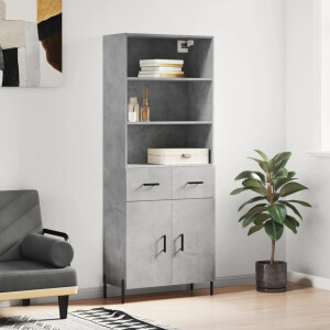 vidaXL Hoge kast 69,5x34x180 cm bewerkt hout betongrijs