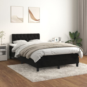 vidaXL Boxspring met matras fluweel zwart 120x200 cm