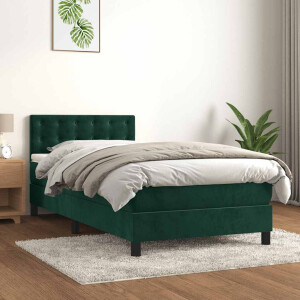vidaXL Boxspring met matras fluweel donkergroen 80x200 cm